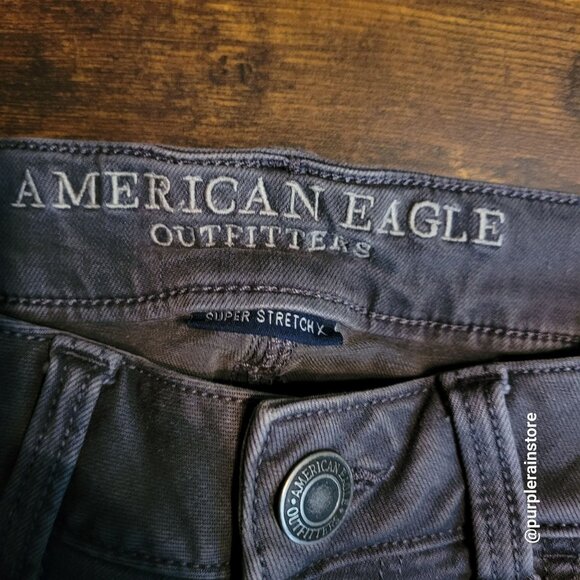 American Eagle Jeans 2 S Tomgirl Mid Rise Super Stretch x Gray Ripped Denim - Picture 4 of 11